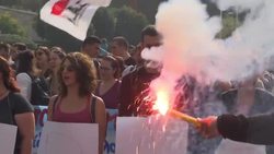 Students march in Athens against government's education policy News Clip