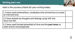 Writing part one of the main body of a diary entry Instructional Video