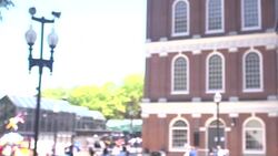 Monument of Samuel Adams in front of Faneuil Hall Stock Footage