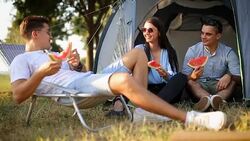 Camping relaxing Stock Footage