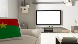 Couch and TV With Flag of Burkina Faso Stock Footage