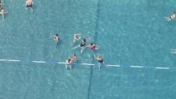 UK Heatwave - Aerials People trying to stay cool in London News Clip