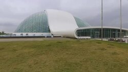Entrance of Georgian Parliament building in Kutaisi, legislative assembly Stock Footage
