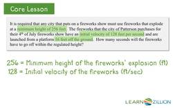 Calculating Firework Safety: Quadratic Inequalities and Heights Instructional Video