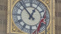 UK: Big Ben's Clock with the Flag of the United Kingdom Big Ben's Clock with the Flag of the United Kingdom News Clip