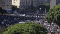 CLEAN : Argentina fans celebrate in Buenos Aires after 'epic' World Cup win News Clip
