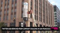 Twitter Sign Removed From Company's Building in San Francisco News Clip