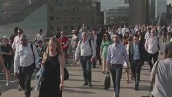 SLO MO MS Commuters going to work Stock Footage