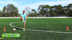 Individual drill: Touch control › Toe rolls | Soccer skills in PE (grade K-6) Instructional Video