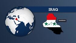 Earth Sphere Map and Iraq Country Map with National Flag Stock Footage