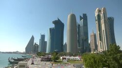 The Doha skyline beside the Persian Gulf News Clip