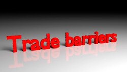 Trade barriers text dissolves into particles and disappears Stock Footage