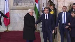 CLEAN : French President Macron meets Palestinian President Abbas in Ramallah News Clip