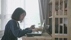 Shopping online on Laptop with Credit card. Stock Footage