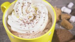 Chocolate chips sprinkle whipped cream close-up Stock Footage