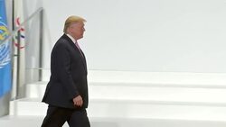 Shinzo Abe greeting Donald Trump at the G20 News Clip