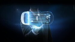 Businessman opens palm, Electronic car, ion battery echo car. Charging car battery. Battery level check, future car. top view. 4k movie. Stock Footage