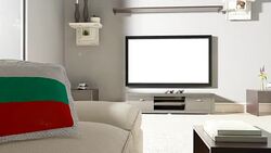Couch and TV With Flag of Bulgaria Stock Footage