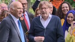 Guy Verhofstadt and Vince Cable at European election rally News Clip