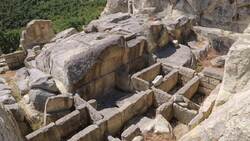 Bulgaria, Thracian city Perperikon - Tombs Stock Footage
