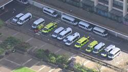 Aerials of hospital treating UK PM FOR Covid-19 Instructional Video