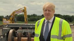 Boris Johnson interview on visit to train building site in Goole News Clip