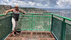 Woman contemplating the copper canyon Stock Footage