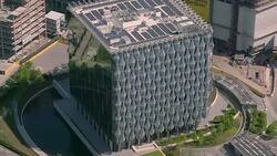 Aerial View of the United States Embassy, London, UK. 4K Stock Footage
