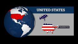 Earth Sphere Map and United States USA Country Map with National Flag Stock Footage