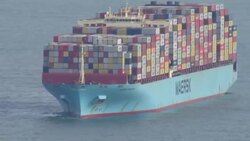 UK AERIALS - North Sea container ships News Clip