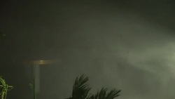 Rain Swirls In Powerful Hurricane Eye Wall Wind At Night Stock Footage