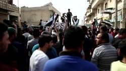 CLEAN : Syrians protest against French President in Idlib's town of Binnish News Clip