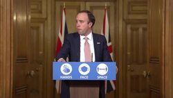 Matt Hancock MP speaking at Downing Street press briefing News Clip