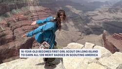 Hicksville teen makes history as first girl on LI to earn every merit badge in Scouting America News Clip