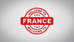 Welcome to FRANCE Signed Stamping Text Wooden Stamp Animation. Red Ink on Clean White Paper Surface Background with Green matte Background Included. Stock Footage