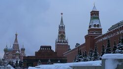 Russia, Moscow, view on Kremlin on a winter day. Stock Footage