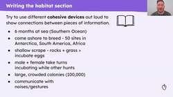 Writing further specific sections of a non-chronological report about a penguin Instructional Video