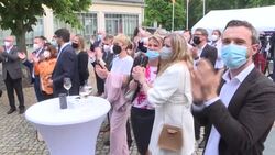 CLEAN : CDU supporters cheer win in last German state vote before general election News Clip