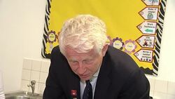 Director Richard Curtis backs initiative to twin London schools with refugee children Stock Footage