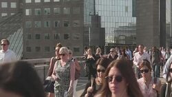 SLO MO TS Commuters going to work Stock Footage