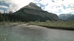 Tangle Peak, Athabasca River, Alberta 4K UHD Stock Footage