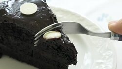 Eating chocolate cake. Stock Footage