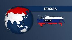 Earth Sphere Map and Russia Country Map with National Flag Stock Footage