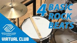 How To Play 4 Basic Drum Set Rock Beats Instructional Video