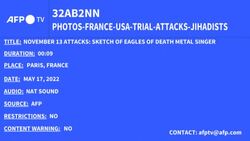 CLEAN : November 13 attacks trial: sketch of Eagles of Death Metal singer giving testimony News Clip