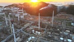 Industrial Wonders: Sweeping Drone Views of Oil Well Landscapes Stock Footage