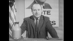 1960's: Man on podium asks volunteers for a commitment Stock Footage