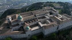Italy's Montecassino Abbey: Drone Views of Sacred Italian History Stock Footage