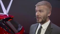 INTERVIEW - David Beckham on the craftsmanship of VinFast cars, his experience in Vietnam, the car being something to be proud of at launch at the Paris Motor Show with David Beckham Stock Footage