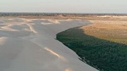 aerial footage of some beautiful desert sand dunes Stock Footage